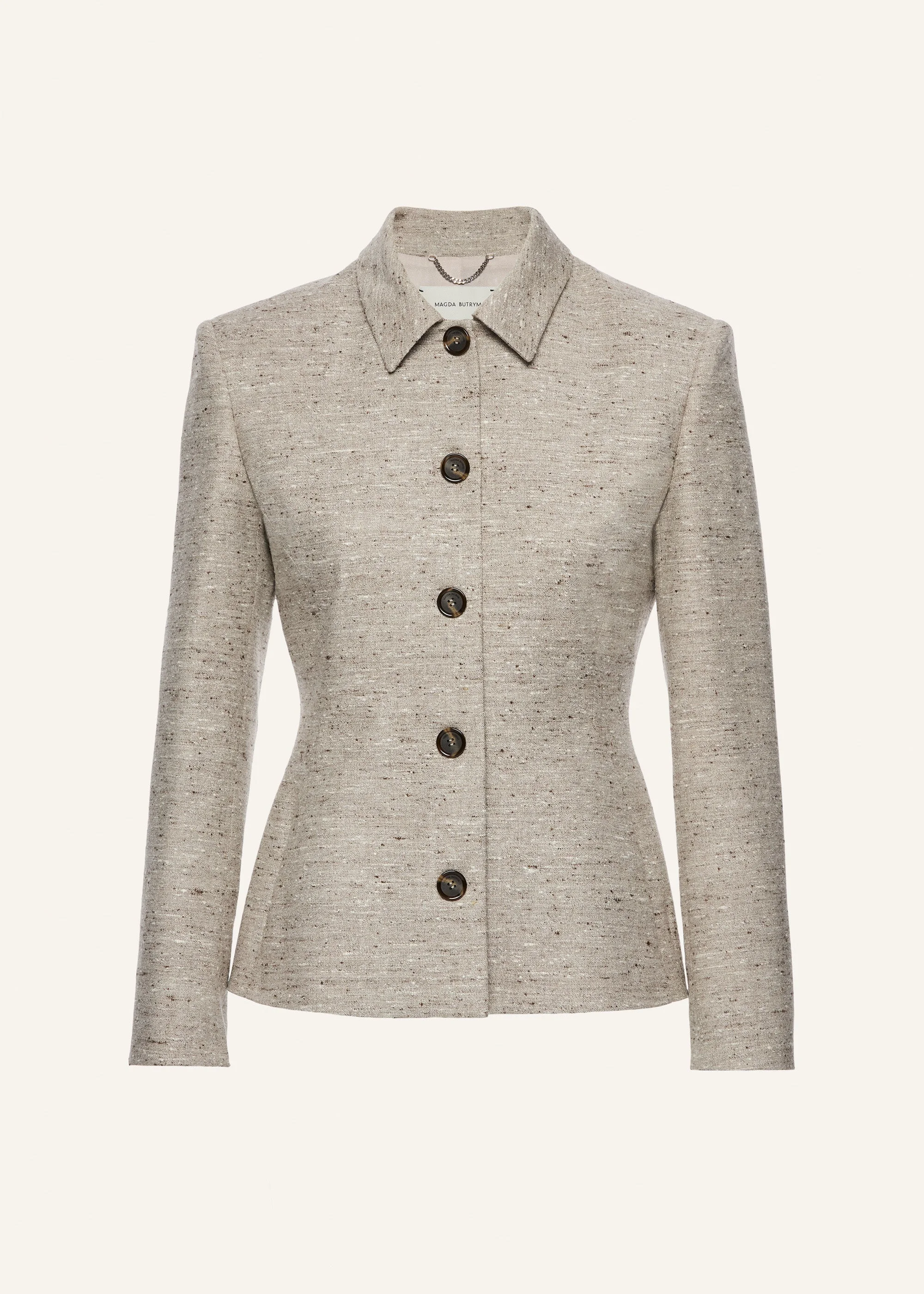 Classic button-up blazer in beige melange - 1