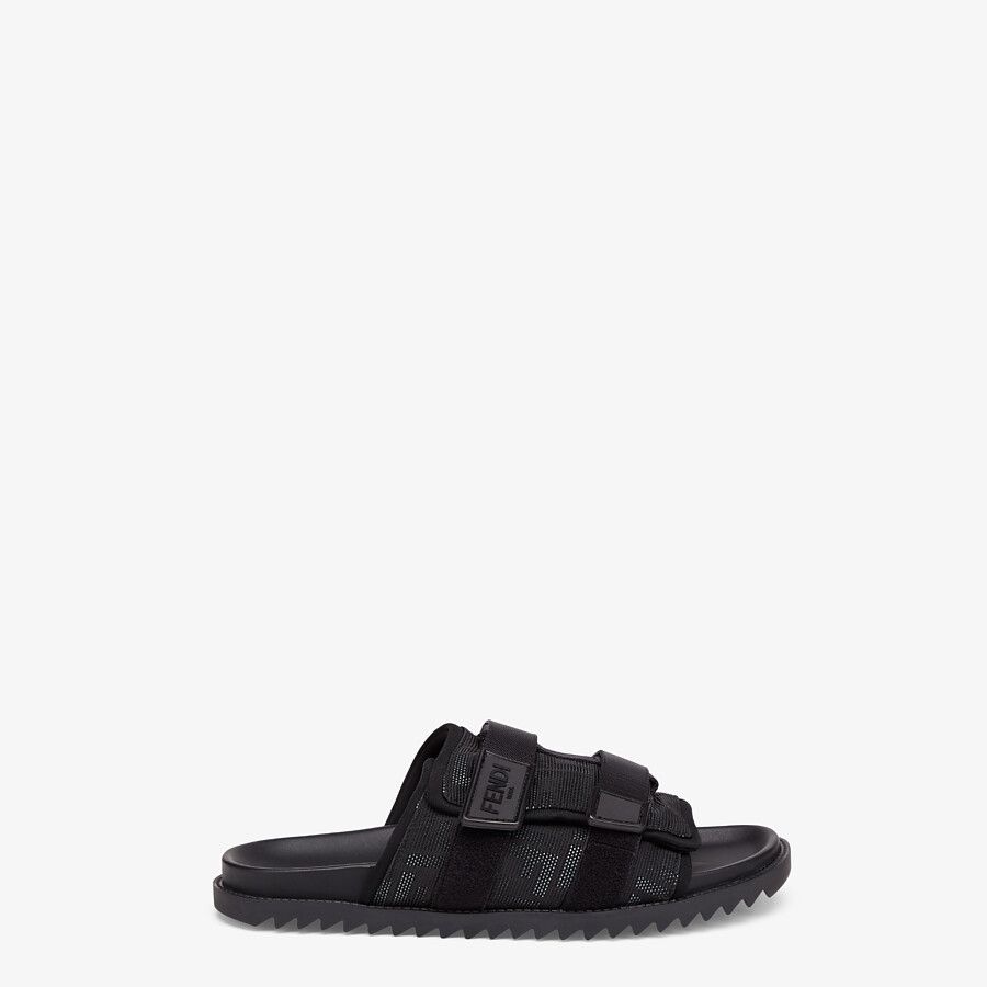Black fabric sandals - 1