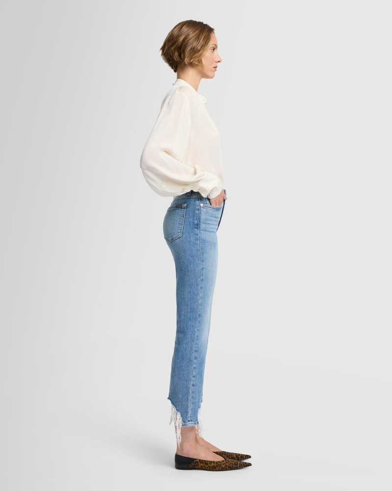 High Waist Slim Kick with Long Side Hem and Destroy in Sloane Vintage 6