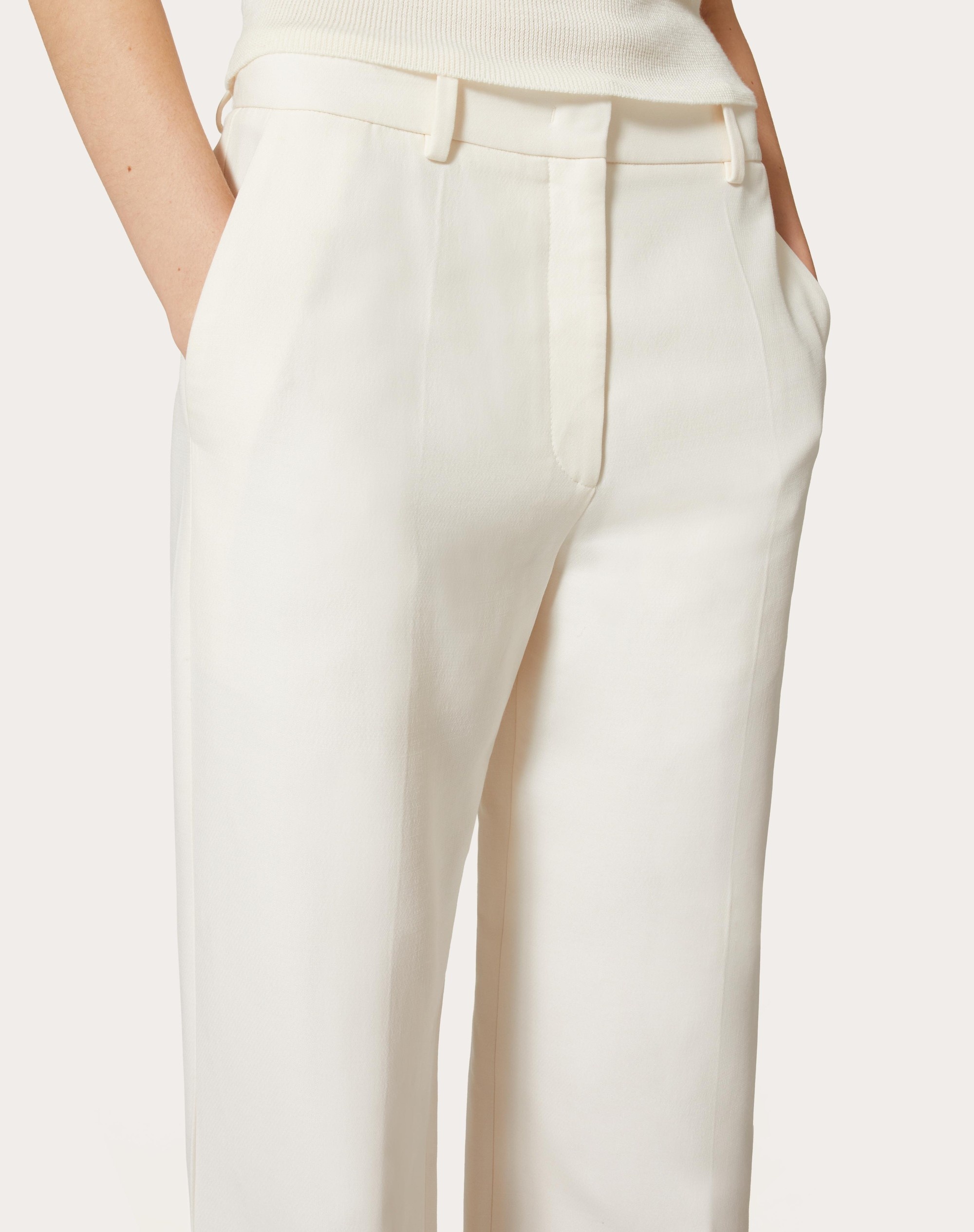 Valentino Garavani wide-leg cady-texture silk trousers - White