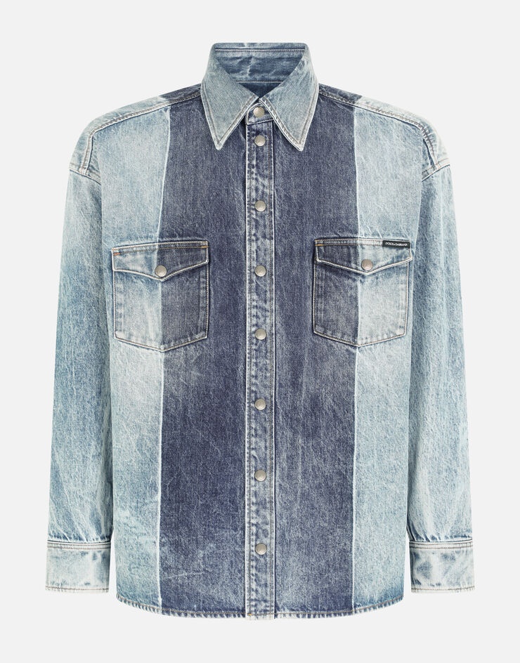 Patchwork denim shirt - 3