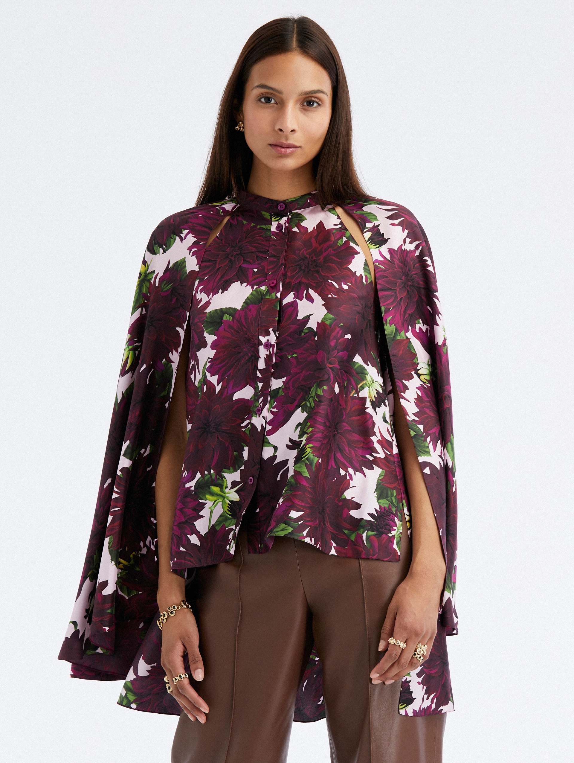 DAHLIA SILK TWILL DRAPE DETAIL BLOUSE - 1