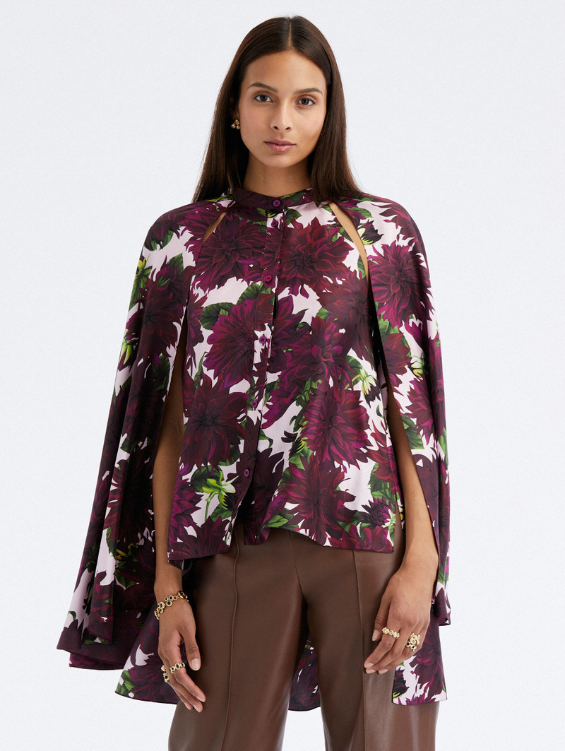 DAHLIA SILK TWILL DRAPE DETAIL BLOUSE 1
