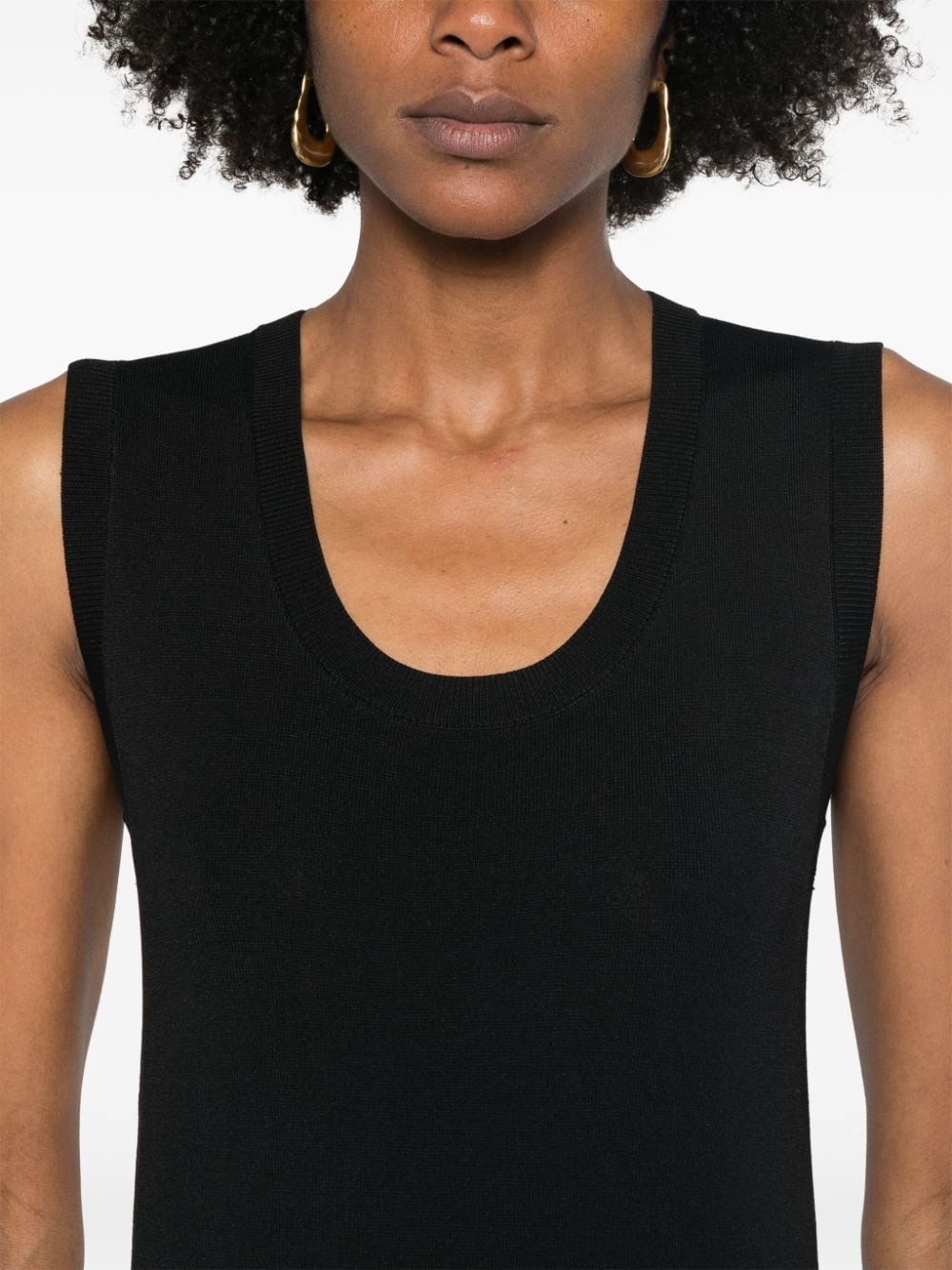 scoop-neck knitted midi dress - 5