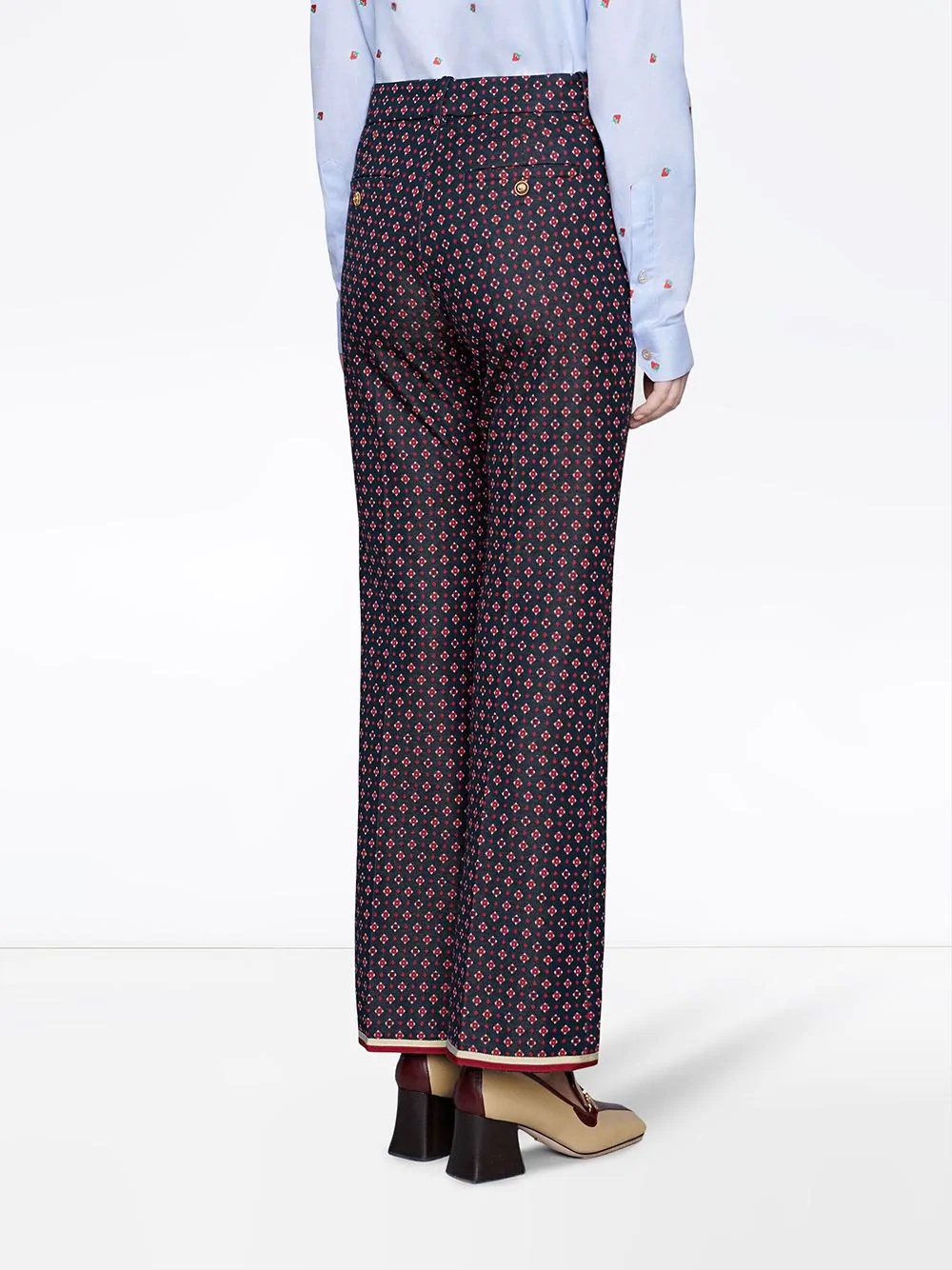 Geometric G print bootcut trousers - 4