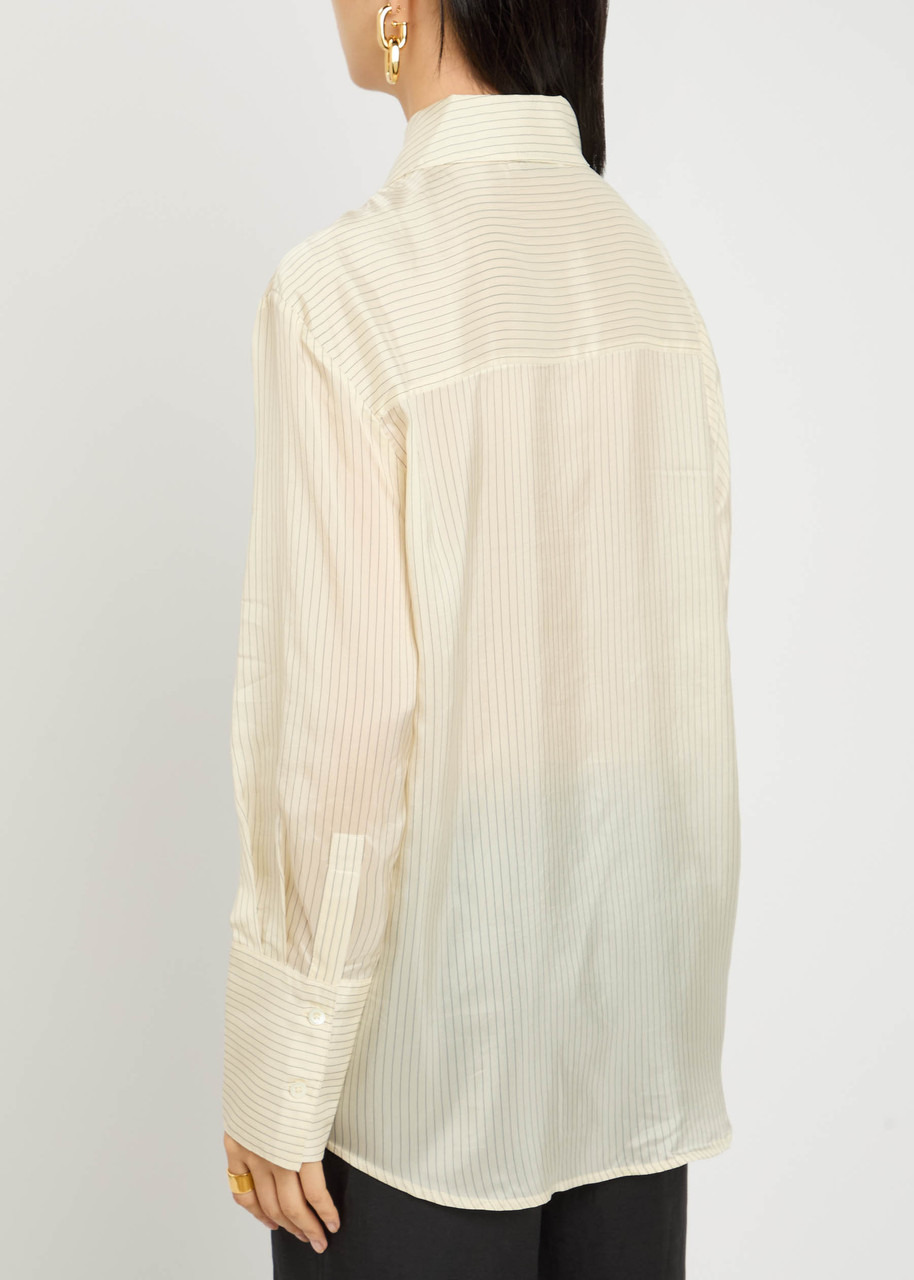 Anine Bing Bridget Pinstriped Satin Shirt - 3