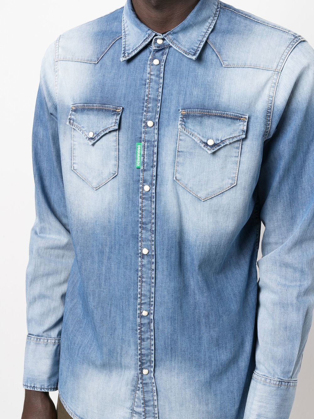 faded-effect denim shirt - 5