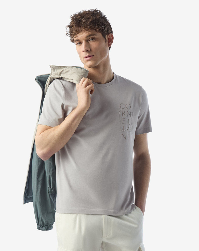 CORNELIANI Grey stretch jersey crew neck t-shirt outlook