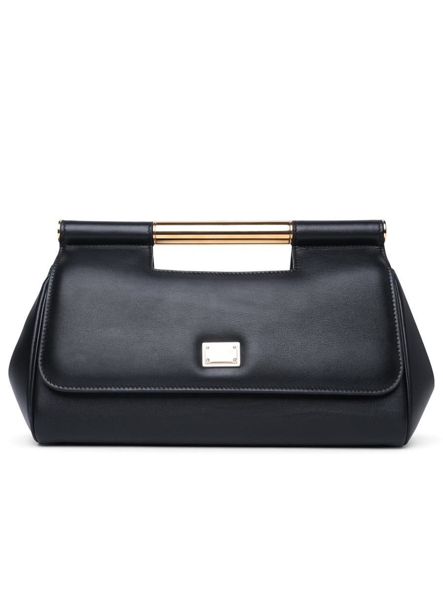 DOLCE & GABBANA 'SICILY' BLACK LARGE LEATHER CLUTCH - 1