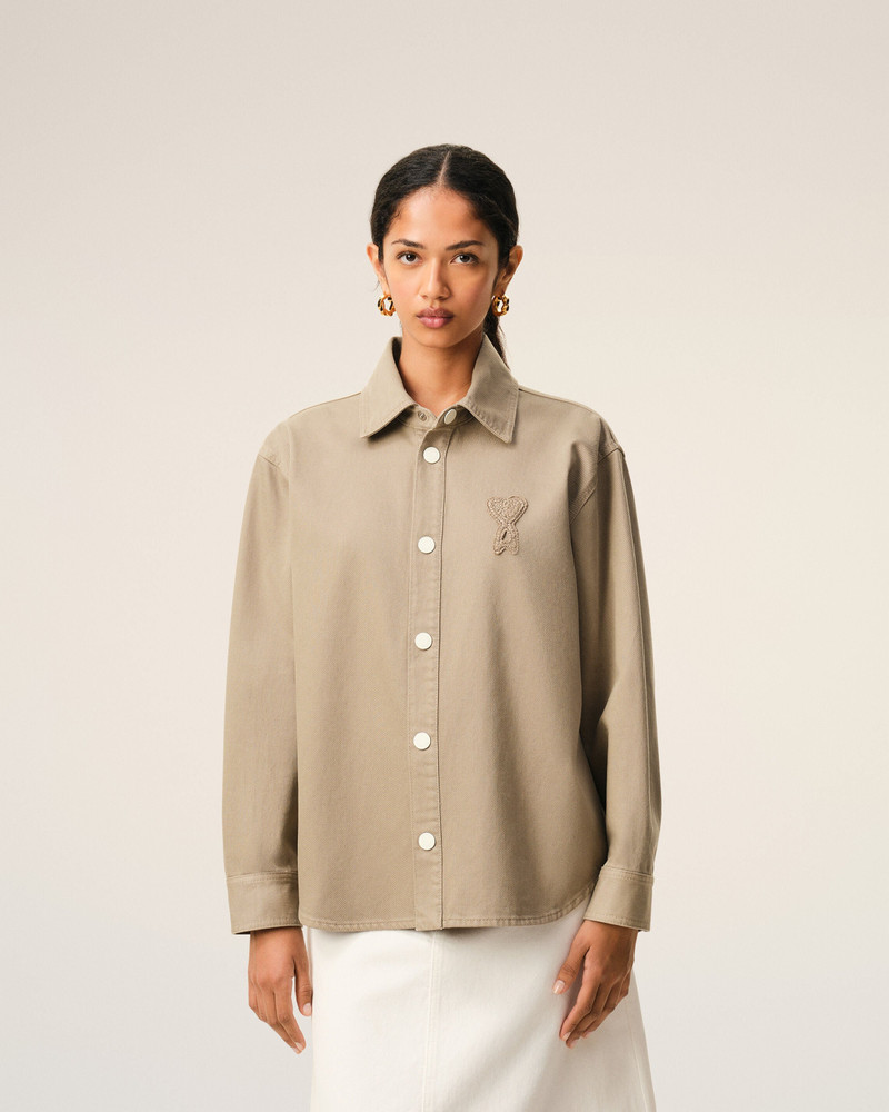 BEIGE COTTON KNITTED AMI DE COEUR OVERSHIRT 3