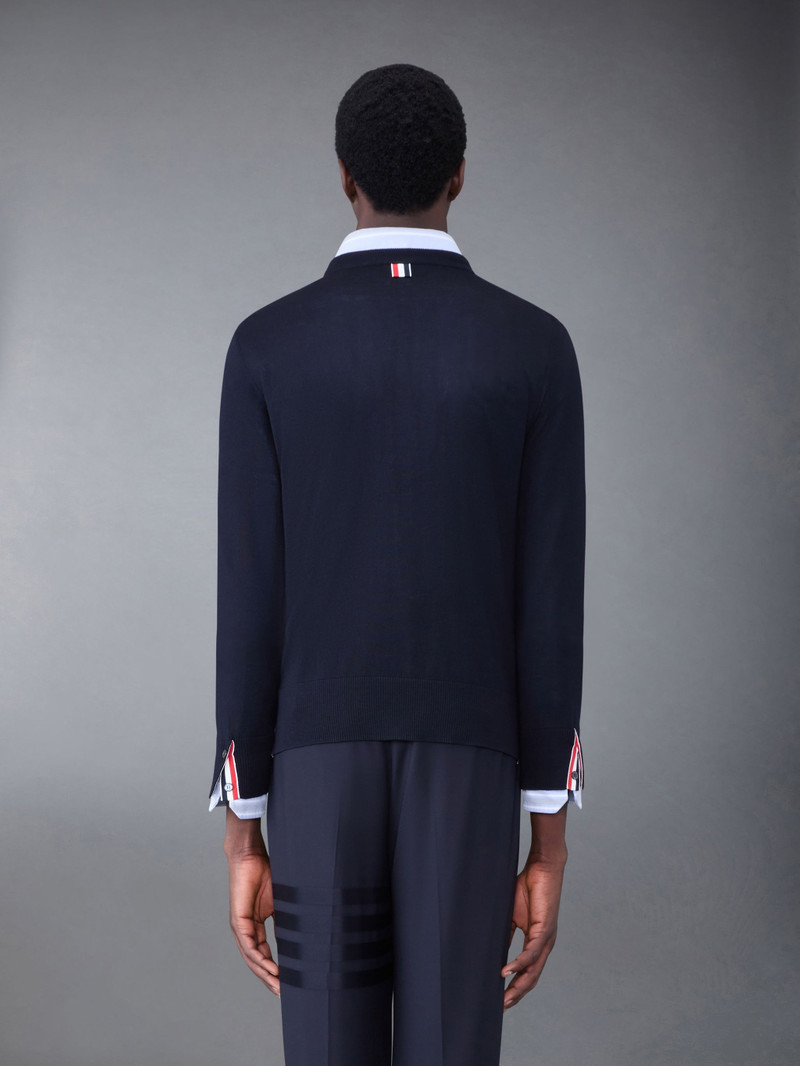 Thom Browne Fine Merino Jersey Stripe Relaxed Crew Neck Pullover outlook