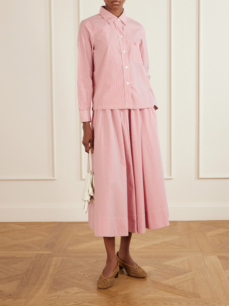 SUZIE KONDI Vella Logo-embroidered Striped Cotton-poplin Shirt outlook