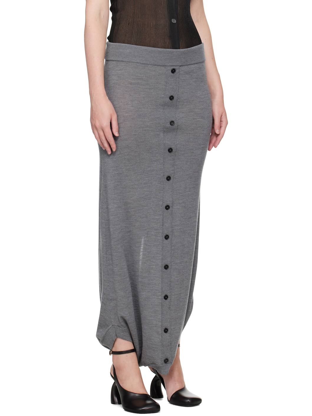 Gray Knit Fuseau Maxi Skirt - 2