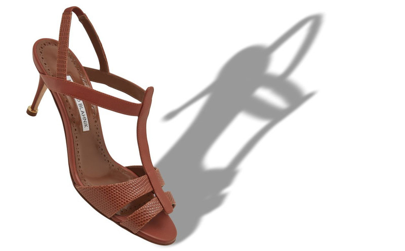Manolo Blahnik Brown Calf Leather T-Bar Sandals outlook