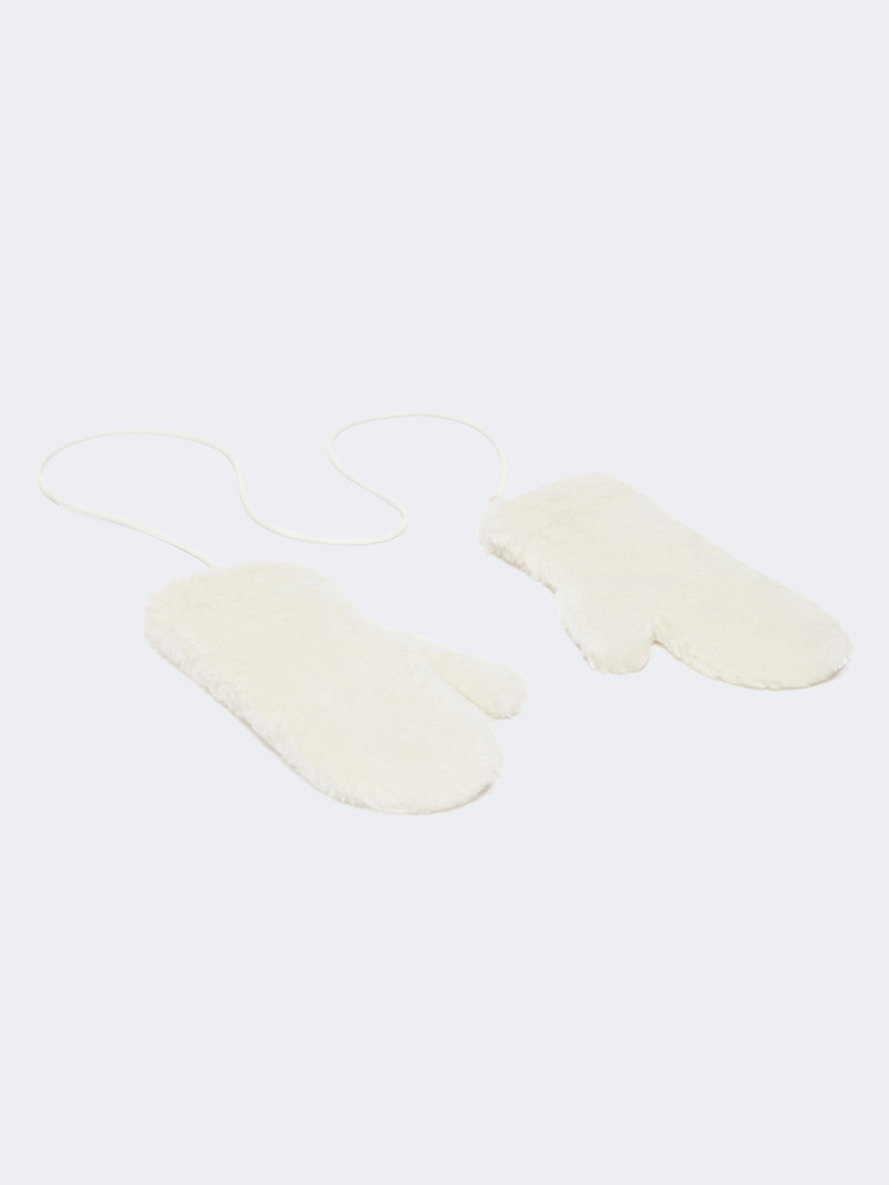 Max Mara OMBRATO Mittens in alpaca and wool Teddy fabric - OPTICAL WHITE outlook