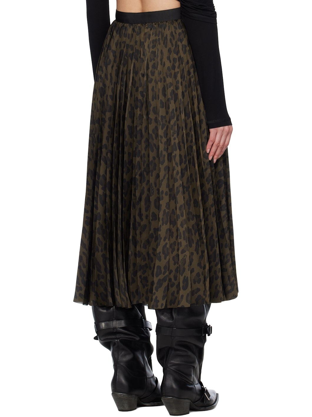 Brown Leopard Print Maxi Skirt - 3