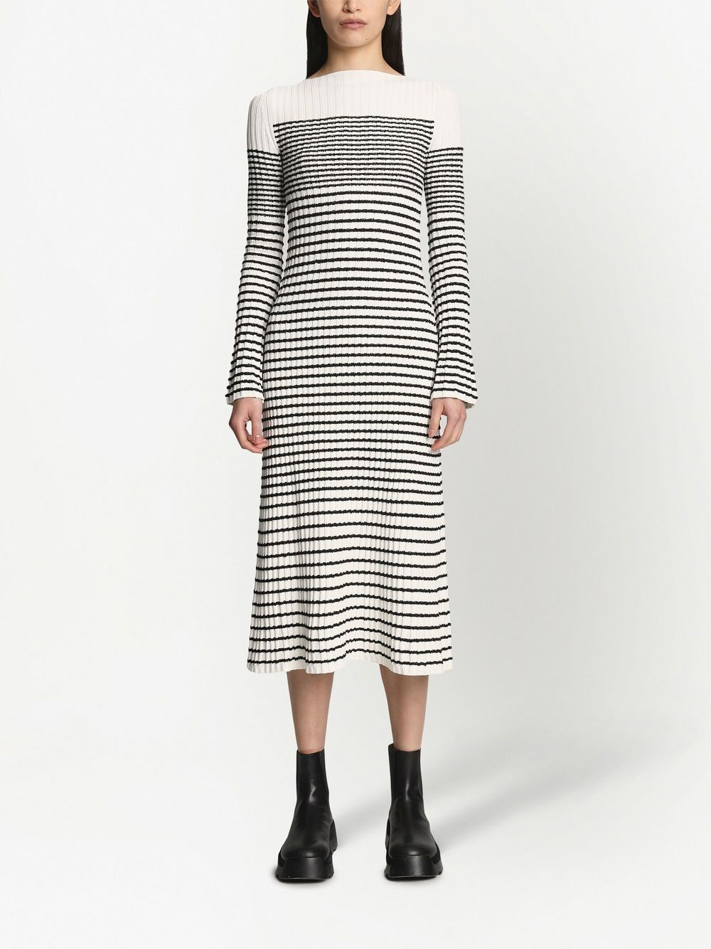 striped bouclé knit dress - 2