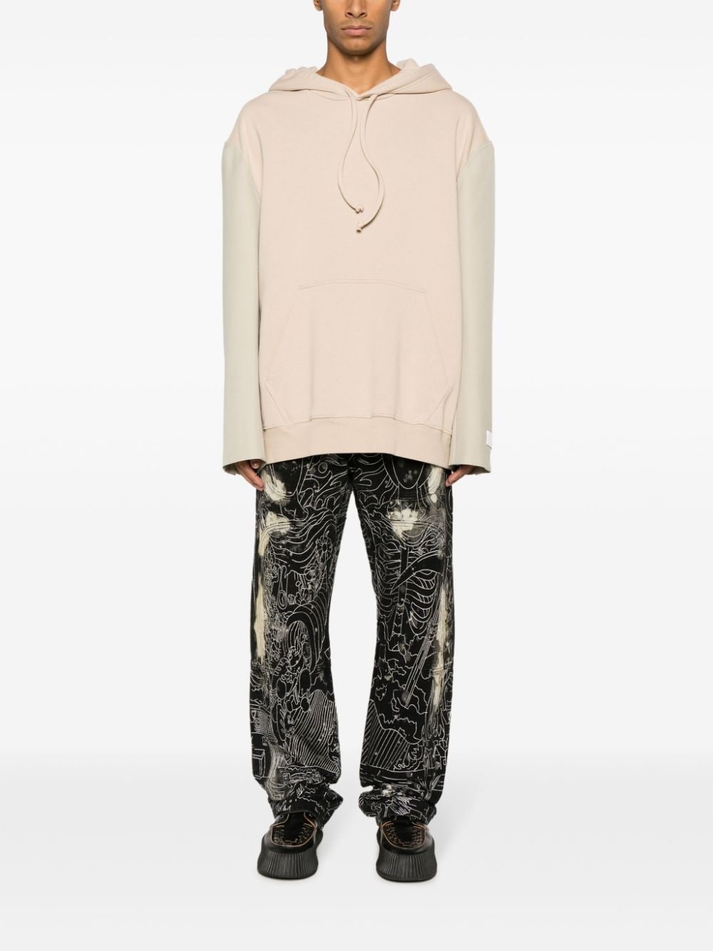logo-appliquÃ© contrast-sleeve hoodie - 2