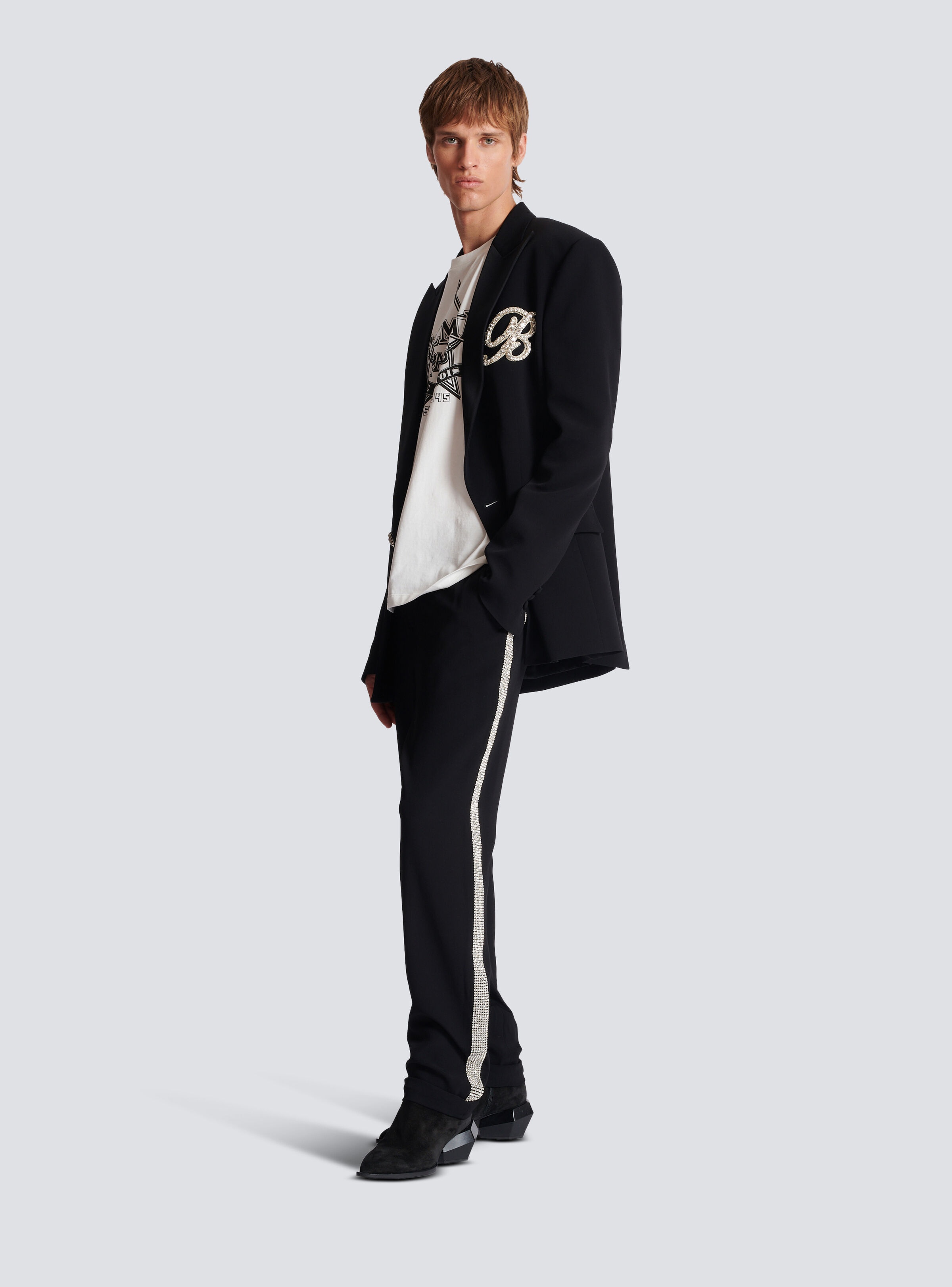 Straight-leg crystal-embroidered trousers - 2
