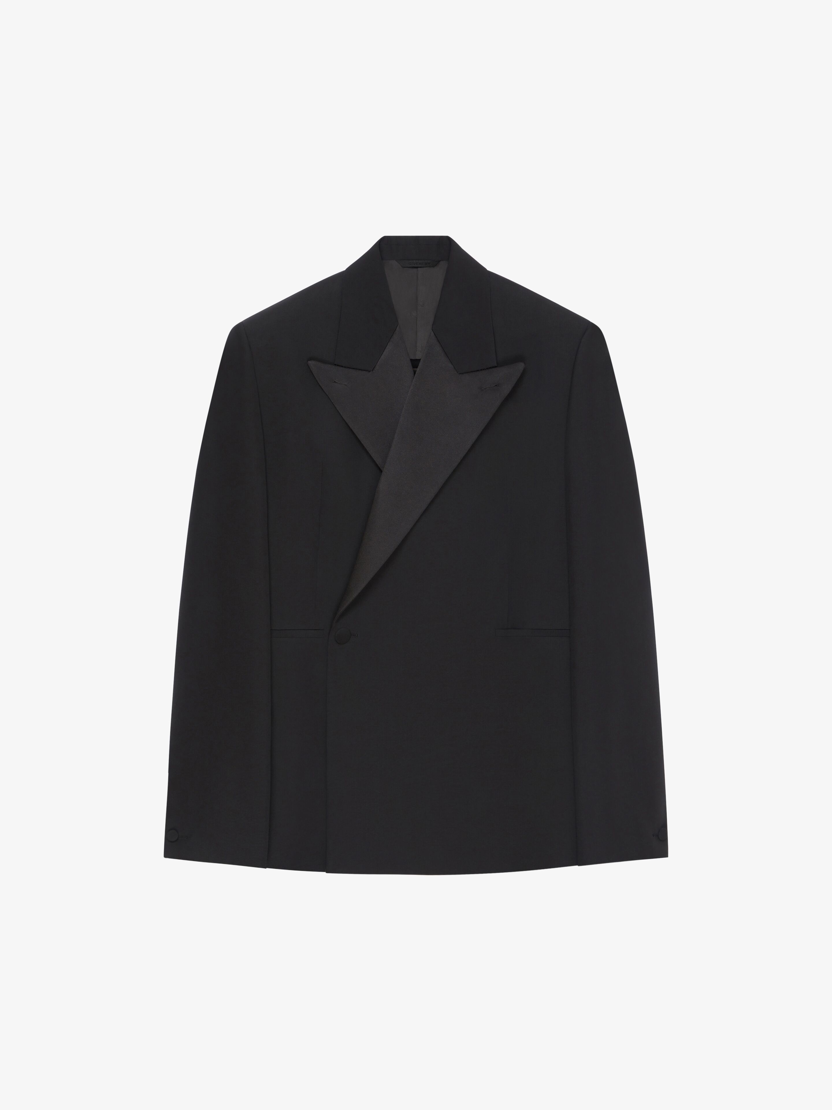 OVERSIZED JACKET IN WOOL FLANNEL WITH SATIN COLLAR - 1