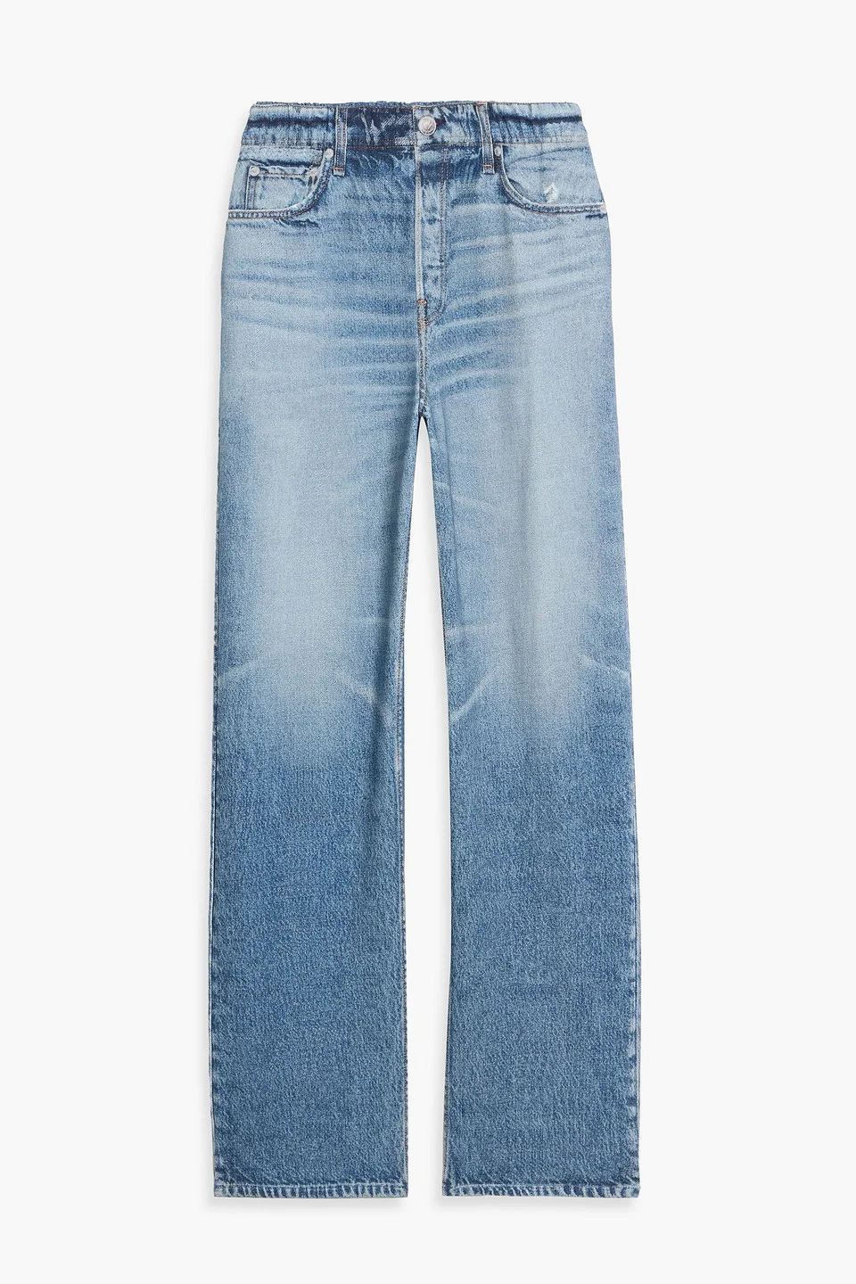Miramar denim-effect cotton-terry wide-leg pants - 1