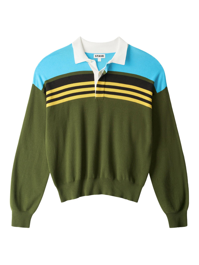 Women's Sail Striped Knit Polo Top - Fern Multi Stripe 1