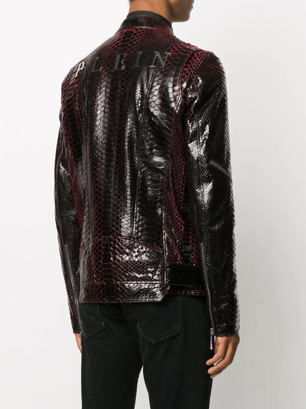 pythonskin-effect biker jacket - 4