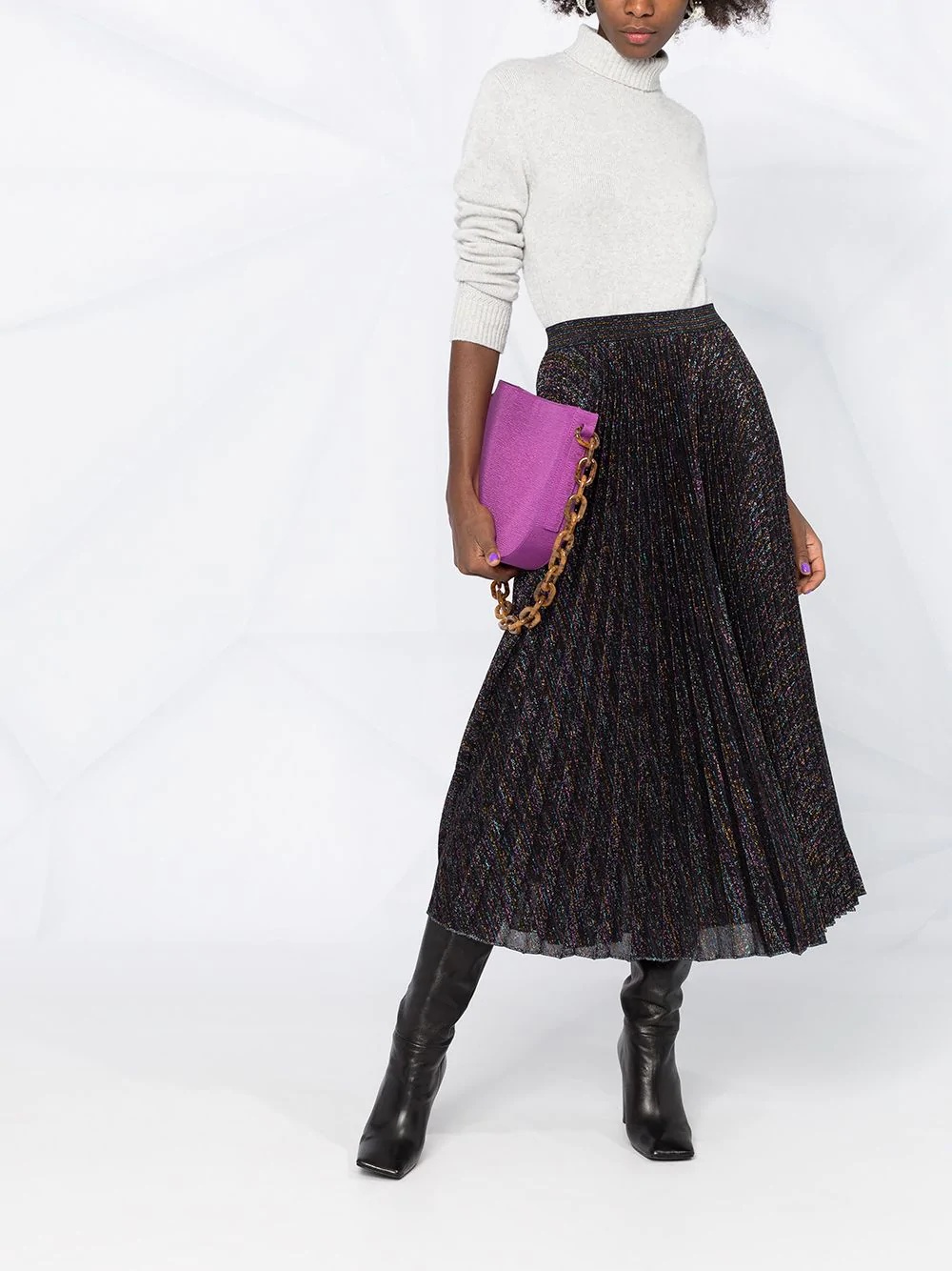 pleated knit midi skirt - 2