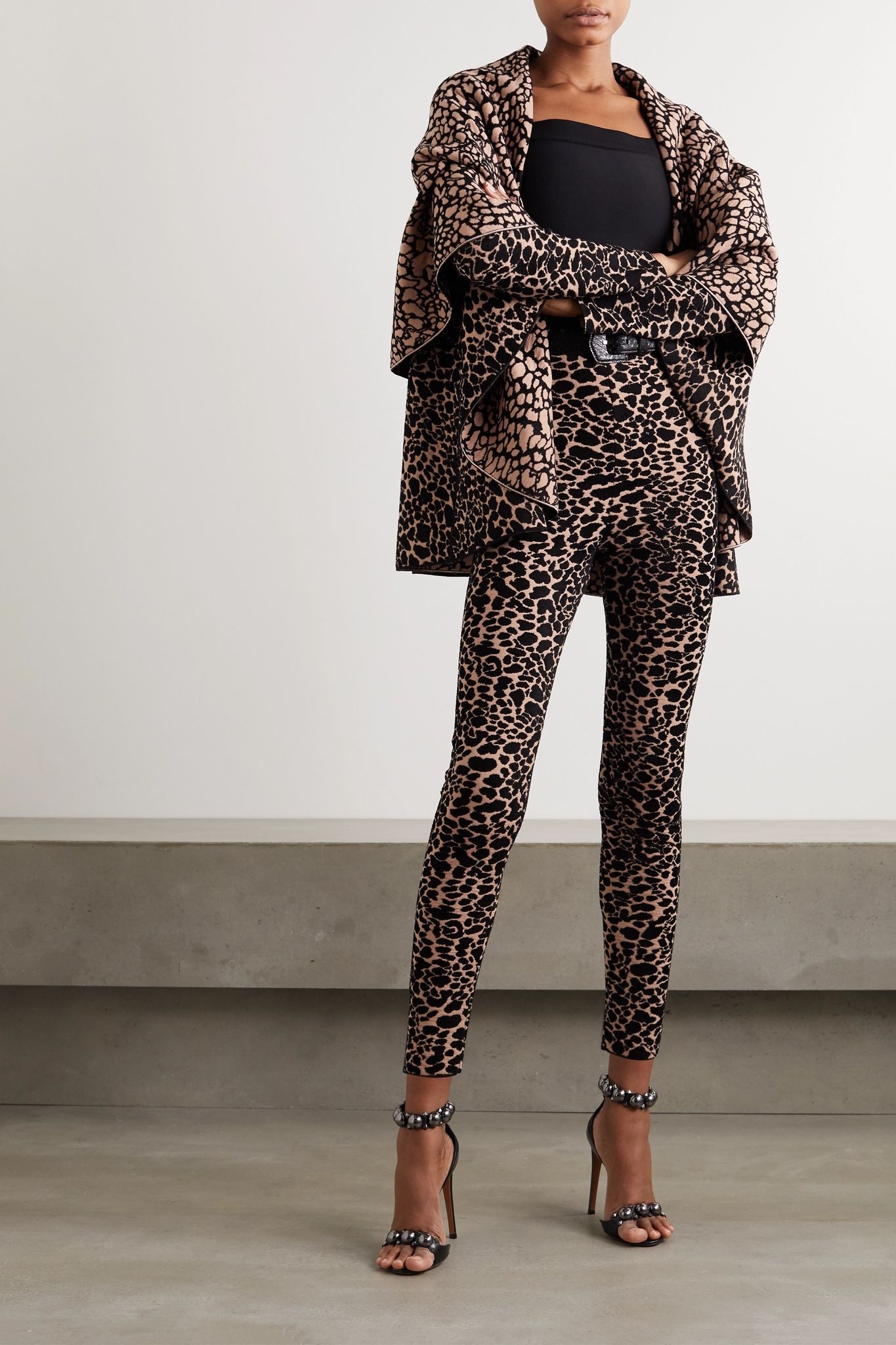 Leopard jacquard-knit leggings - 2