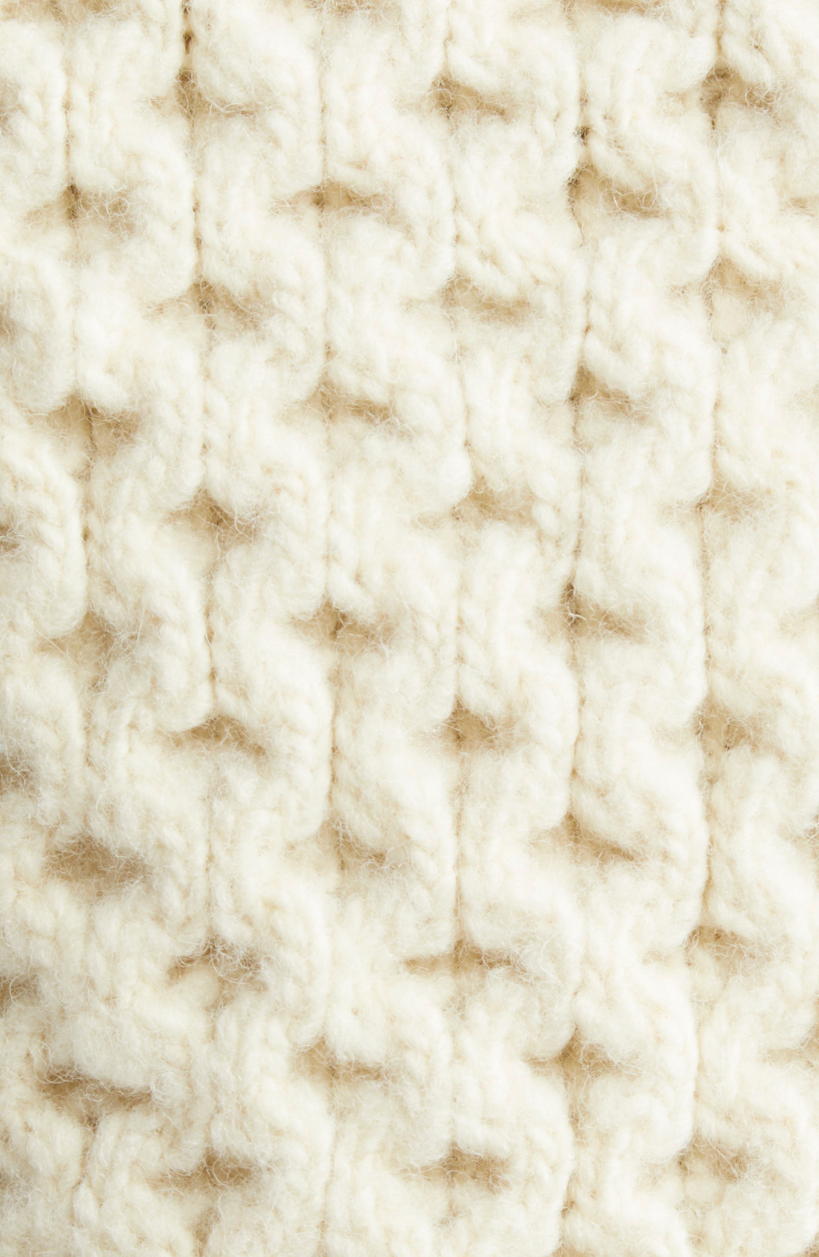 R13 Cutoff Shrunken Fisherman Stitch Wool Sweater in Cream at Nordstrom - 6