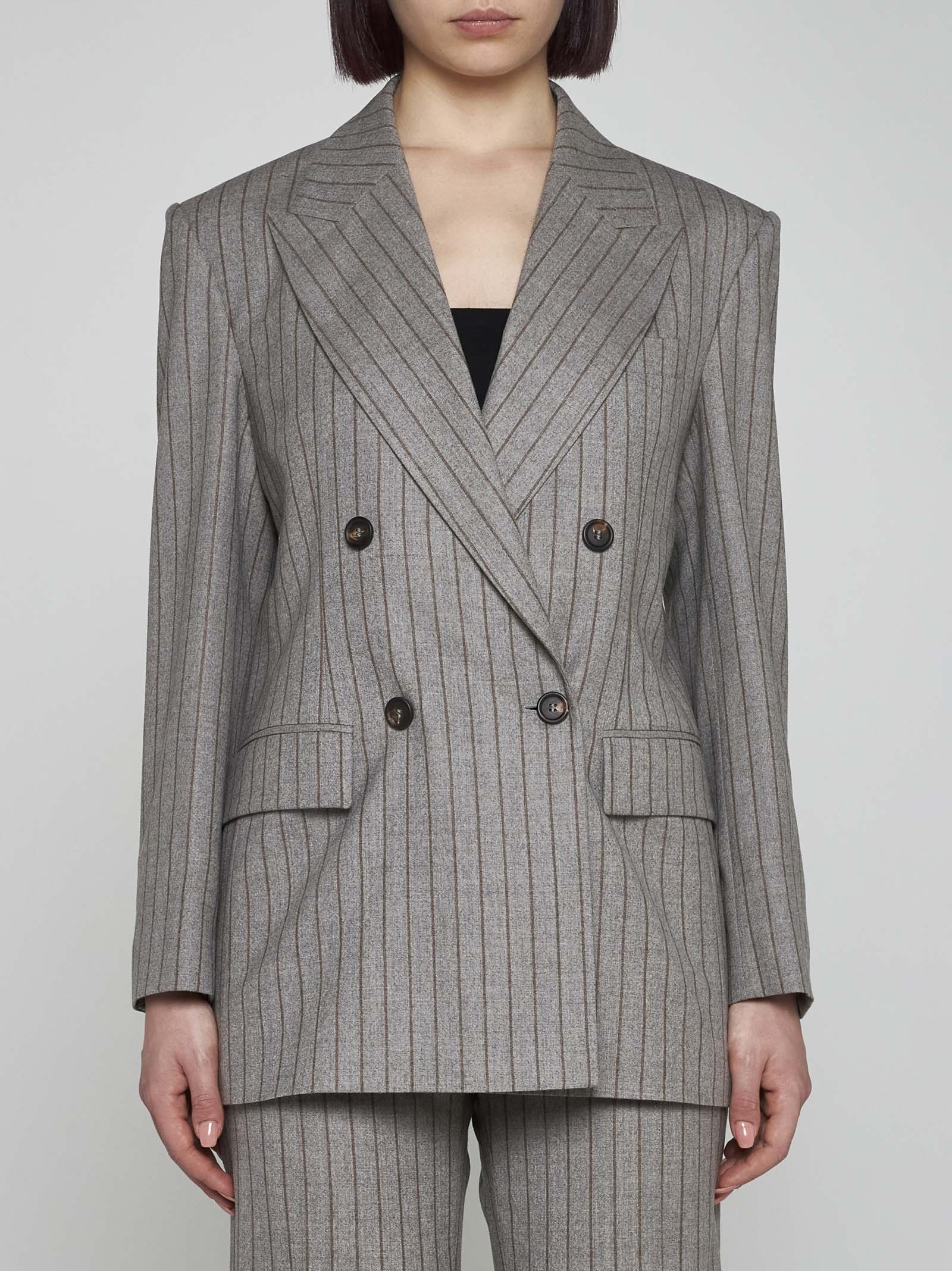 Pinstriped wool double-breasted blazer - 3