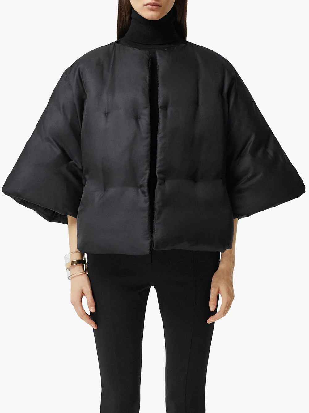 silk twill puffer cape - 3