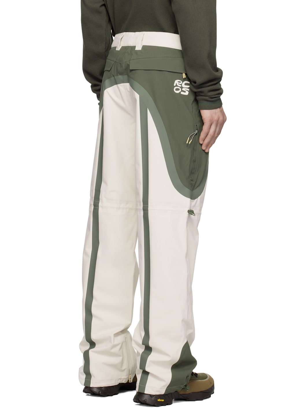Green & White Taped Seam Nylon Shell Track Pants - 3