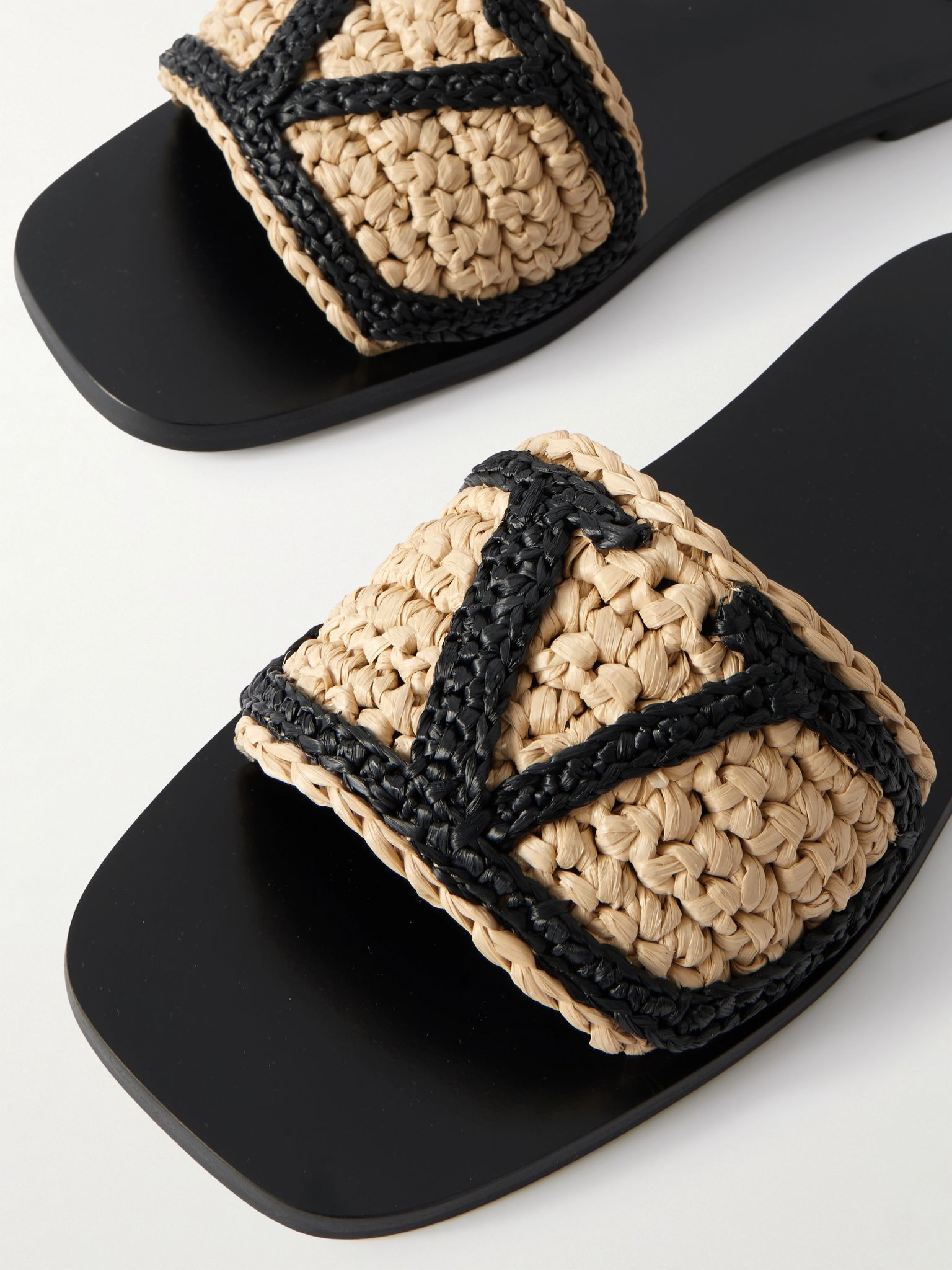 Viva Superstar two-tone raffia slides Beige - 4