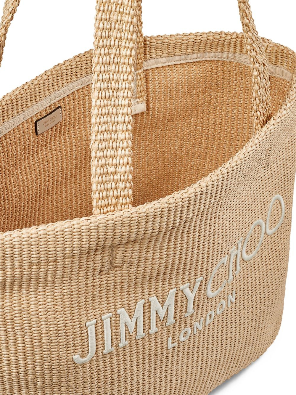 logo-embroidered raffia beach bag - 6