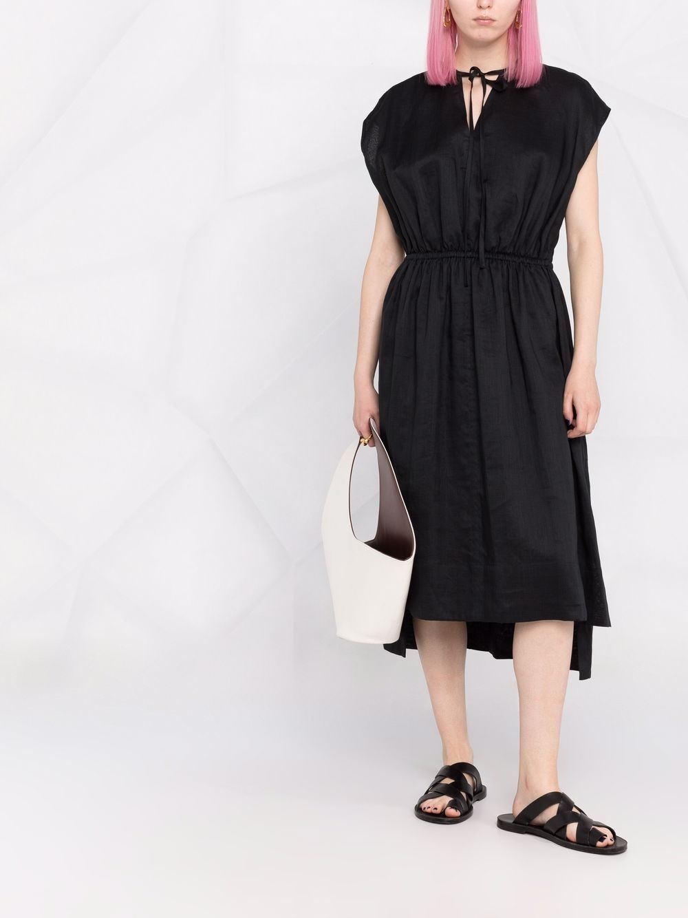 sleeveless gathered-detail dress - 2