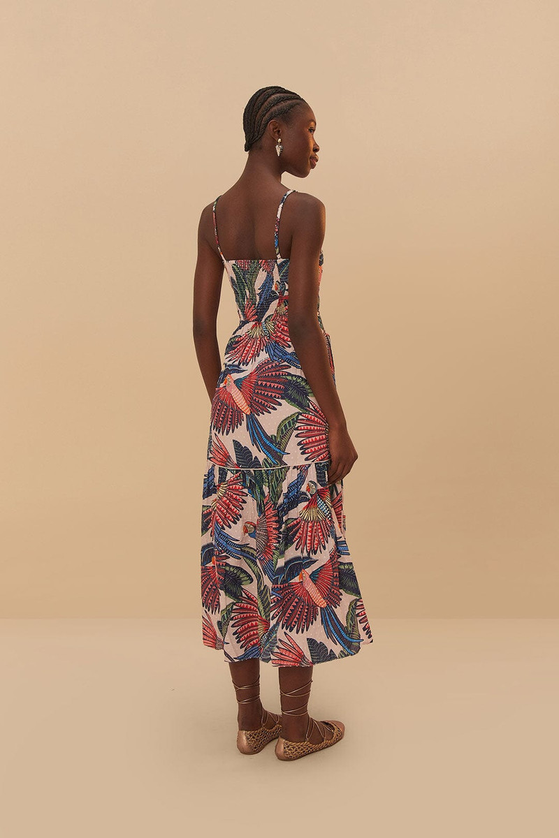 Pink Macaw Flight Midi Dress 4