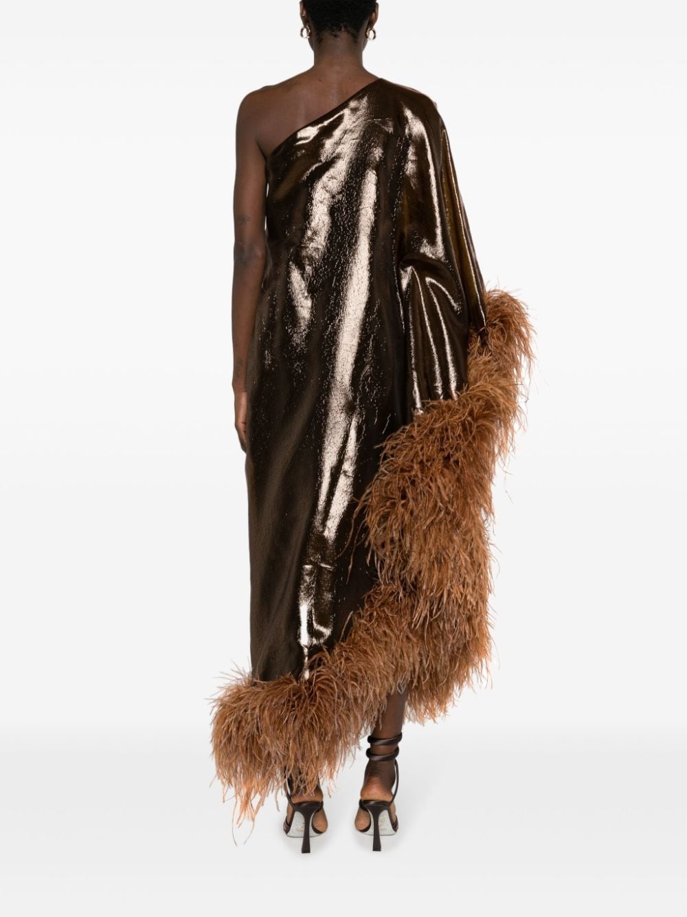 Fantasma feather-trim midi dress - 4