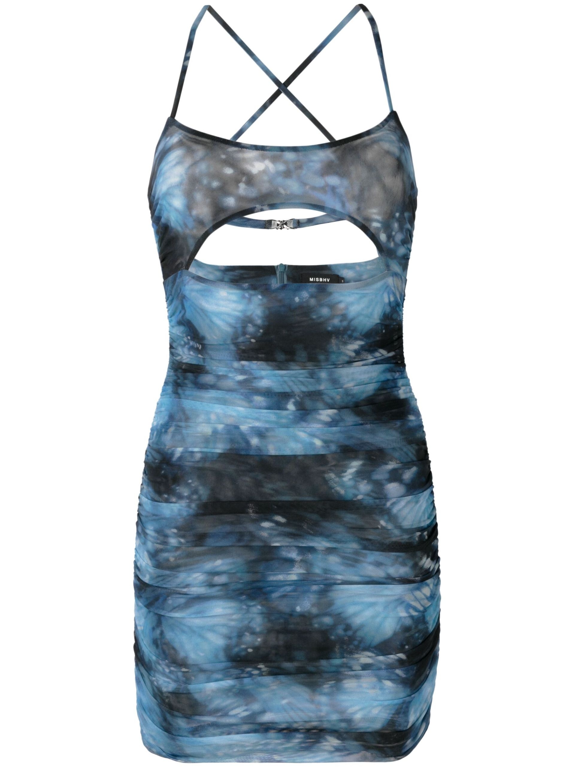 butterfly-print mesh dress - 1