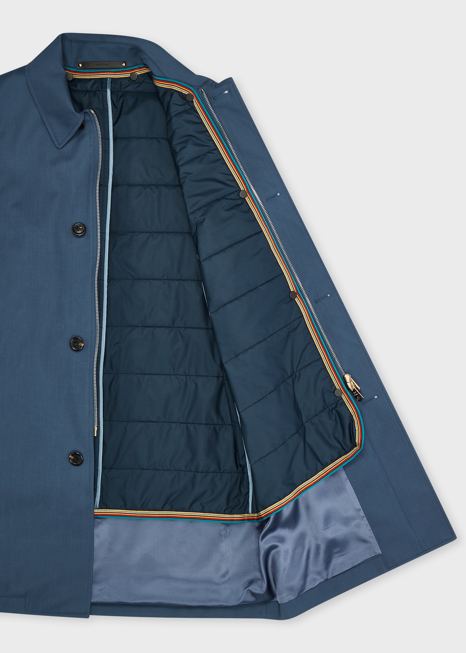 Blue 'Storm System' Wool Mac With Detachable Gilet - 5
