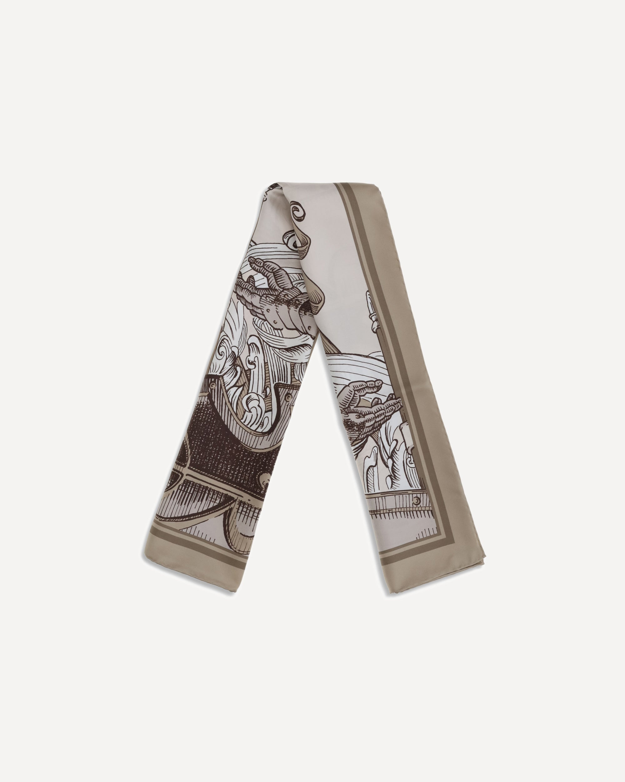 Knight Engraving print silk Scarf - 2