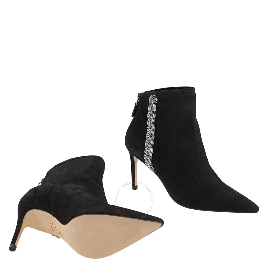 Stuart Weitzman Addison 85 Suede Bootie In Black - 2