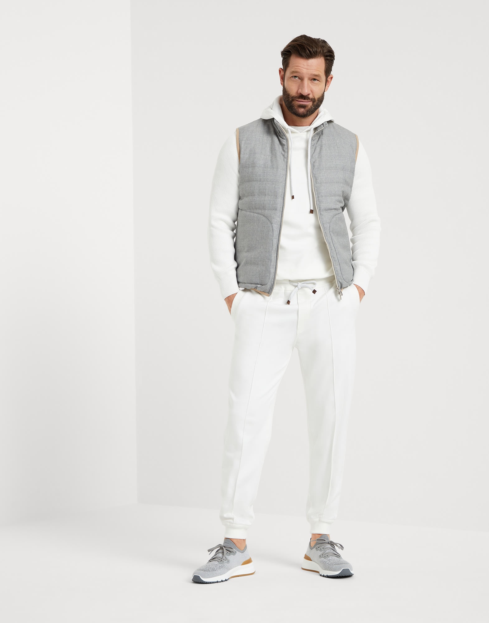 Cotton French terry trousers with Crête detail and elasticated cuffs - 4