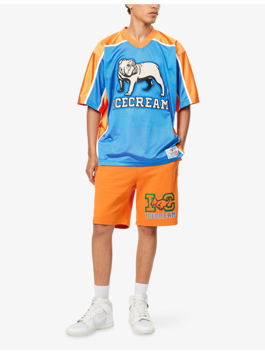 Bulldog Logo-Embroidery Football Jersey Top - 2