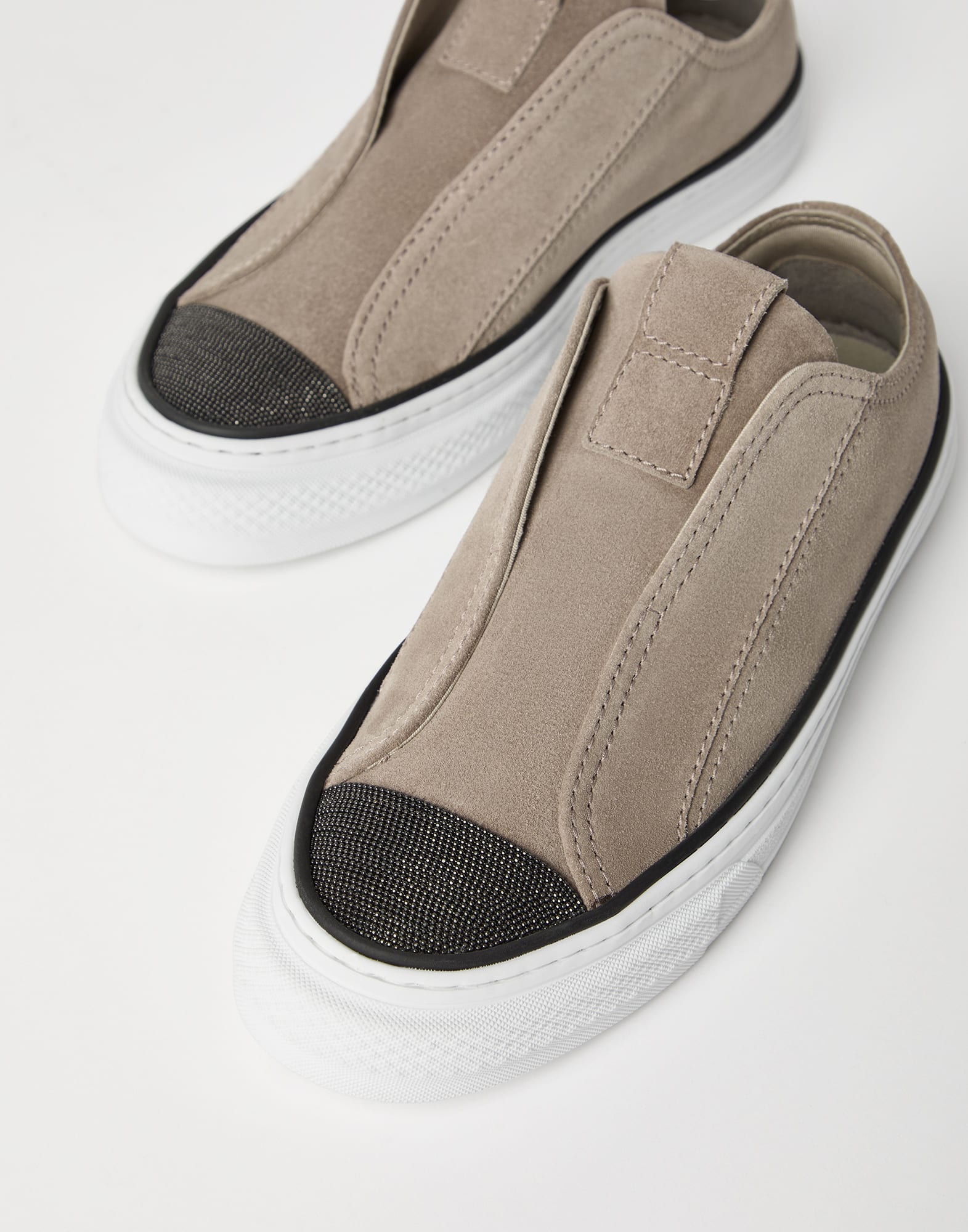 Suede slip-on sneakers with precious toe - 3