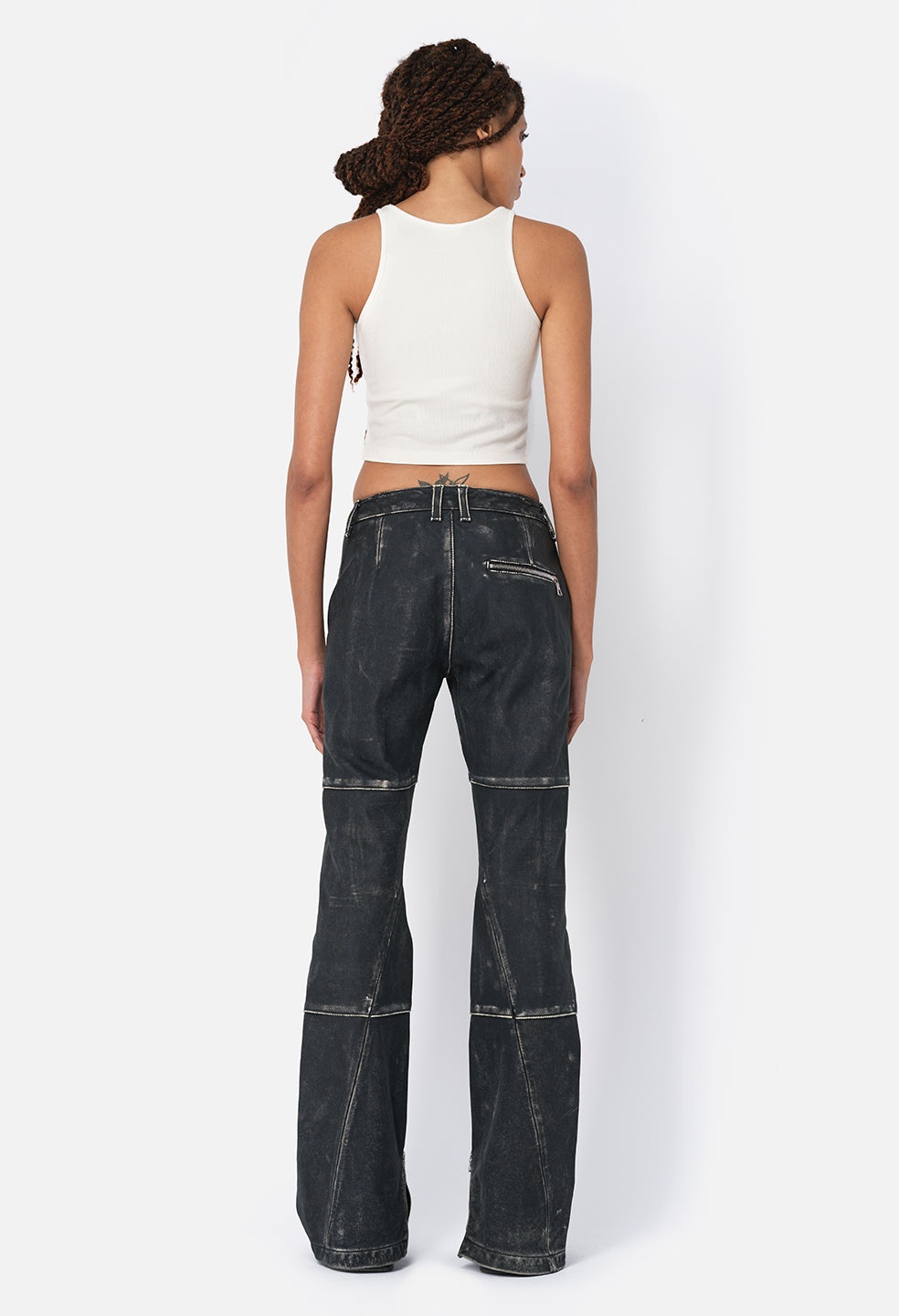 LEATHER BIKER PANTS - 4