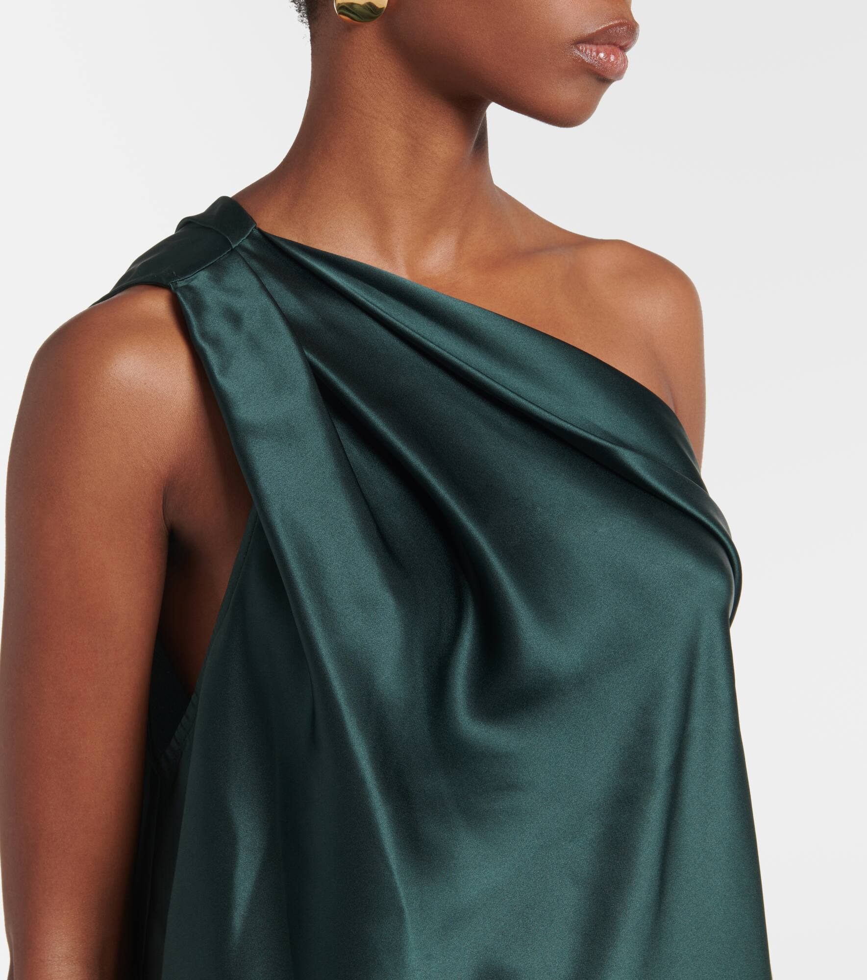 Silk one-shoulder top - 5