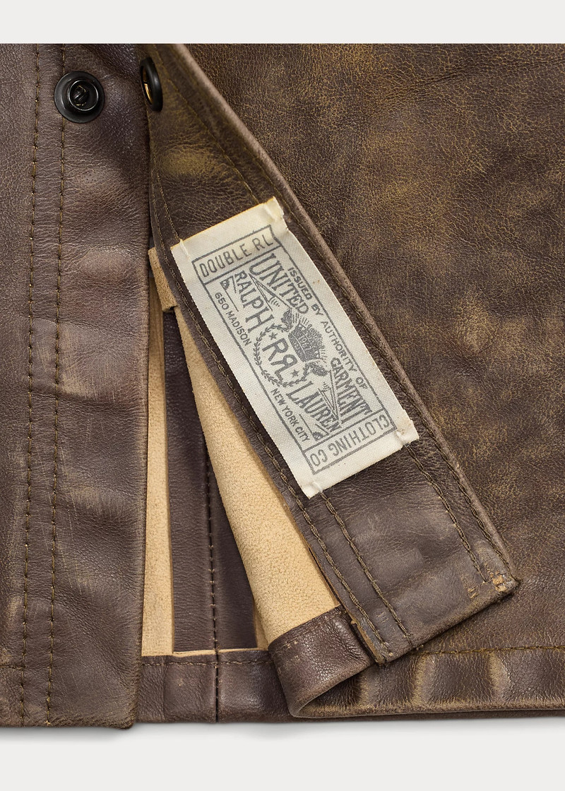 RRL by Ralph Lauren Hand-Distressed Leather Overshirt | REVERSIBLE