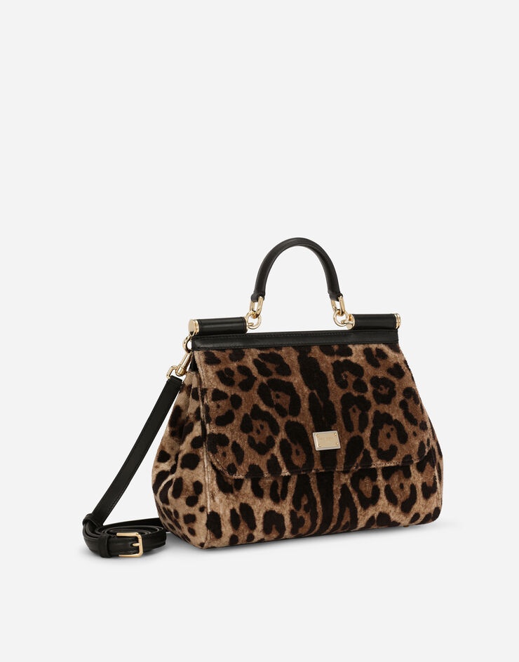 Medium Sicily bag in leopard-print terrycloth - 3