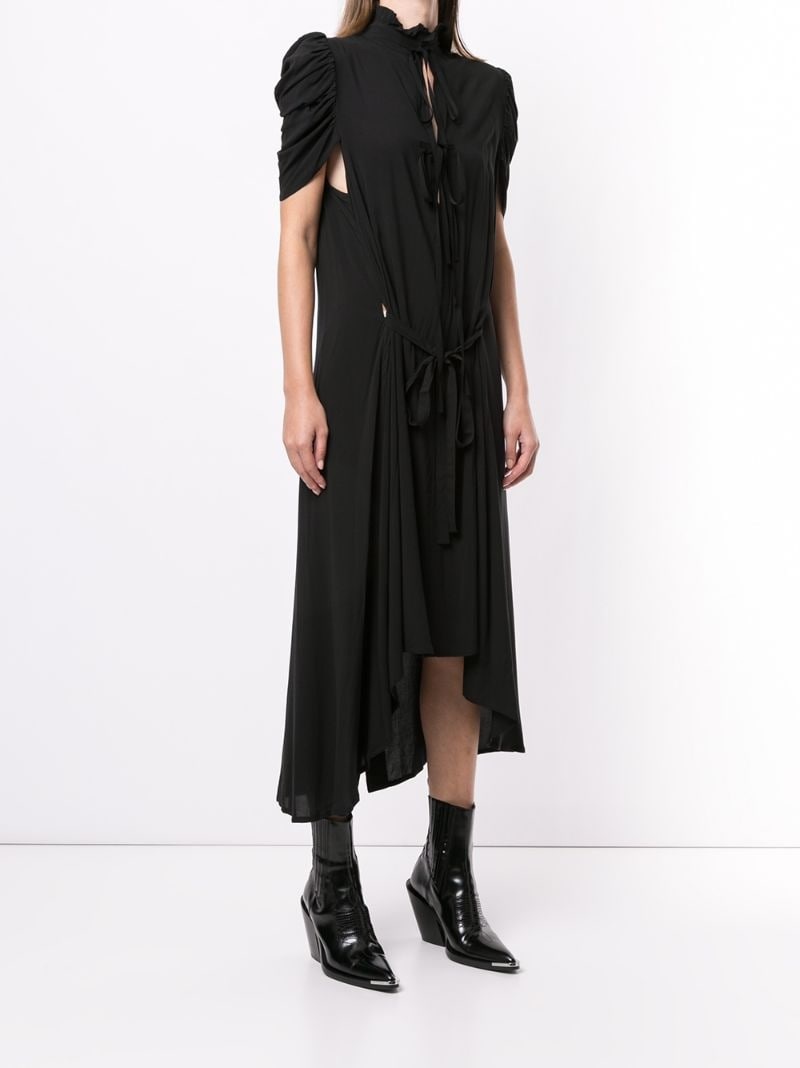 ruffled neck asymmetric dress - 3